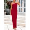 imagePRETTYGARDEN Womens Summer 2025 Semi Formal Cocktail Dresses Strapless Tube Bodycon Ruched Evening Wedding Guest Maxi DressRed