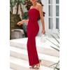 imagePRETTYGARDEN Womens Summer 2025 Semi Formal Cocktail Dresses Strapless Tube Bodycon Ruched Evening Wedding Guest Maxi DressRed