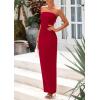 imagePRETTYGARDEN Womens Summer 2025 Semi Formal Cocktail Dresses Strapless Tube Bodycon Ruched Evening Wedding Guest Maxi DressRed