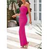 imagePRETTYGARDEN Womens Summer 2025 Semi Formal Cocktail Dresses Strapless Tube Bodycon Ruched Evening Wedding Guest Maxi DressRose Pink