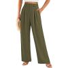 imagePRETTYGARDEN Womens Summer Elastic High Waisted Work Pants Straight Leg Dressy Business Casual Trousers Slacks PocketsArmy Green