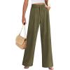 imagePRETTYGARDEN Womens Summer Elastic High Waisted Work Pants Straight Leg Dressy Business Casual Trousers Slacks PocketsArmy Green