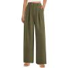 imagePRETTYGARDEN Womens Summer Elastic High Waisted Work Pants Straight Leg Dressy Business Casual Trousers Slacks PocketsArmy Green