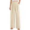 imagePRETTYGARDEN Womens Summer Elastic High Waisted Work Pants Straight Leg Dressy Business Casual Trousers Slacks PocketsBeige