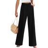 imagePRETTYGARDEN Womens Summer Elastic High Waisted Work Pants Straight Leg Dressy Business Casual Trousers Slacks PocketsBlack