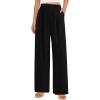 imagePRETTYGARDEN Womens Summer Elastic High Waisted Work Pants Straight Leg Dressy Business Casual Trousers Slacks PocketsBlack