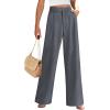 imagePRETTYGARDEN Womens Summer Elastic High Waisted Work Pants Straight Leg Dressy Business Casual Trousers Slacks PocketsDark Grey