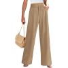 imagePRETTYGARDEN Womens Summer Elastic High Waisted Work Pants Straight Leg Dressy Business Casual Trousers Slacks PocketsKhaki