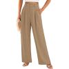 imagePRETTYGARDEN Womens Summer Elastic High Waisted Work Pants Straight Leg Dressy Business Casual Trousers Slacks PocketsKhaki