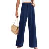 imagePRETTYGARDEN Womens Summer Elastic High Waisted Work Pants Straight Leg Dressy Business Casual Trousers Slacks PocketsNavy