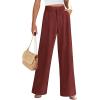 imagePRETTYGARDEN Womens Summer Elastic High Waisted Work Pants Straight Leg Dressy Business Casual Trousers Slacks PocketsRust Red