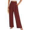 imagePRETTYGARDEN Womens Summer Elastic High Waisted Work Pants Straight Leg Dressy Business Casual Trousers Slacks PocketsRust Red