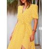 imagePRETTYGARDEN Womens Summer Maxi Dress Casual Wrap Floral Boho Short Sleeve V Neck Split Ruffle Beach Long DressesDot Yellow White