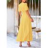 imagePRETTYGARDEN Womens Summer Maxi Dress Casual Wrap Floral Boho Short Sleeve V Neck Split Ruffle Beach Long DressesDot Yellow White