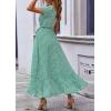 imagePRETTYGARDEN Womens Summer Maxi Dress Casual Wrap Floral Boho Short Sleeve V Neck Split Ruffle Beach Long DressesGreen