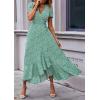 imagePRETTYGARDEN Womens Summer Maxi Dress Casual Wrap Floral Boho Short Sleeve V Neck Split Ruffle Beach Long DressesGreen