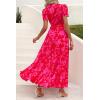 imagePRETTYGARDEN Womens Summer Maxi Dress Casual Wrap Floral Boho Short Sleeve V Neck Split Ruffle Beach Long DressesRed Floral