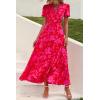 imagePRETTYGARDEN Womens Summer Maxi Dress Casual Wrap Floral Boho Short Sleeve V Neck Split Ruffle Beach Long DressesRed Floral