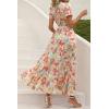 imagePRETTYGARDEN Womens Summer Maxi Dress Casual Wrap Floral Boho Short Sleeve V Neck Split Ruffle Beach Long DressesWhite Floral