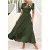imagePRETTYGARDEN Womens Summer Maxi Dress Casual Wrap Floral Boho Short Sleeve V Neck Split Ruffle Beach Long DressesZarmy Green