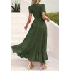 imagePRETTYGARDEN Womens Summer Maxi Dress Casual Wrap Floral Boho Short Sleeve V Neck Split Ruffle Beach Long DressesZarmy Green