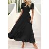 imagePRETTYGARDEN Womens Summer Maxi Dress Casual Wrap Floral Boho Short Sleeve V Neck Split Ruffle Beach Long DressesZblack