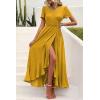 imagePRETTYGARDEN Womens Summer Maxi Dress Casual Wrap Floral Boho Short Sleeve V Neck Split Ruffle Beach Long DressesZturmeric