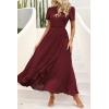 imagePRETTYGARDEN Womens Summer Maxi Dress Casual Wrap Floral Boho Short Sleeve V Neck Split Ruffle Beach Long DressesZwine Red