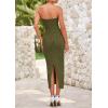 imagePRETTYGARDEN Womens Summer Maxi Dress Textured Bodycon Tube Off Shoulder Strapless Back Slit Long Party DressesArmy Green