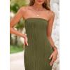 imagePRETTYGARDEN Womens Summer Maxi Dress Textured Bodycon Tube Off Shoulder Strapless Back Slit Long Party DressesArmy Green