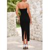 imagePRETTYGARDEN Womens Summer Maxi Dress Textured Bodycon Tube Off Shoulder Strapless Back Slit Long Party DressesBlack