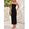 imagePRETTYGARDEN Womens Summer Maxi Dress Textured Bodycon Tube Off Shoulder Strapless Back Slit Long Party DressesBlack