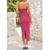 imagePRETTYGARDEN Womens Summer Maxi Dress Textured Bodycon Tube Off Shoulder Strapless Back Slit Long Party DressesRose Red
