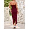 imagePRETTYGARDEN Womens Summer Maxi Dress Textured Bodycon Tube Off Shoulder Strapless Back Slit Long Party DressesWine Red