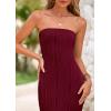 imagePRETTYGARDEN Womens Summer Maxi Dress Textured Bodycon Tube Off Shoulder Strapless Back Slit Long Party DressesWine Red