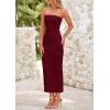 imagePRETTYGARDEN Womens Summer Maxi Dress Textured Bodycon Tube Off Shoulder Strapless Back Slit Long Party DressesWine Red