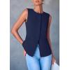 imagePRETTYGARDEN Womens Summer Suit Vest Tops 2025 Dressy Business Casual Sleeveless Button Down Trendy Fashion Blazer WaistcoatDark Blue