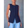 imagePRETTYGARDEN Womens Summer Suit Vest Tops 2025 Dressy Business Casual Sleeveless Button Down Trendy Fashion Blazer WaistcoatDark Blue