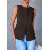 imagePRETTYGARDEN Womens Summer Suit Vest Tops 2025 Dressy Business Casual Sleeveless Button Down Trendy Fashion Blazer WaistcoatDark Coffee
