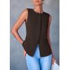 imagePRETTYGARDEN Womens Summer Suit Vest Tops 2025 Dressy Business Casual Sleeveless Button Down Trendy Fashion Blazer WaistcoatDark Coffee