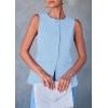 imagePRETTYGARDEN Womens Summer Suit Vest Tops 2025 Dressy Business Casual Sleeveless Button Down Trendy Fashion Blazer WaistcoatLight Blue