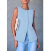 imagePRETTYGARDEN Womens Summer Suit Vest Tops 2025 Dressy Business Casual Sleeveless Button Down Trendy Fashion Blazer WaistcoatLight Blue