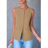 imagePRETTYGARDEN Womens Summer Suit Vest Tops 2025 Dressy Business Casual Sleeveless Button Down Trendy Fashion Blazer WaistcoatLight Khaki