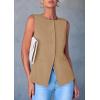 imagePRETTYGARDEN Womens Summer Suit Vest Tops 2025 Dressy Business Casual Sleeveless Button Down Trendy Fashion Blazer WaistcoatLight Khaki