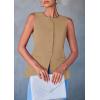 imagePRETTYGARDEN Womens Summer Suit Vest Tops 2025 Dressy Business Casual Sleeveless Button Down Trendy Fashion Blazer WaistcoatLight Khaki