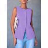 imagePRETTYGARDEN Womens Summer Suit Vest Tops 2025 Dressy Business Casual Sleeveless Button Down Trendy Fashion Blazer WaistcoatLight Purple