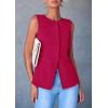 imagePRETTYGARDEN Womens Summer Suit Vest Tops 2025 Dressy Business Casual Sleeveless Button Down Trendy Fashion Blazer WaistcoatMagenta