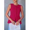 imagePRETTYGARDEN Womens Summer Suit Vest Tops 2025 Dressy Business Casual Sleeveless Button Down Trendy Fashion Blazer WaistcoatMagenta