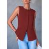 imagePRETTYGARDEN Womens Summer Suit Vest Tops 2025 Dressy Business Casual Sleeveless Button Down Trendy Fashion Blazer WaistcoatOrange Red