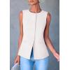 imagePRETTYGARDEN Womens Summer Suit Vest Tops 2025 Dressy Business Casual Sleeveless Button Down Trendy Fashion Blazer WaistcoatWhite